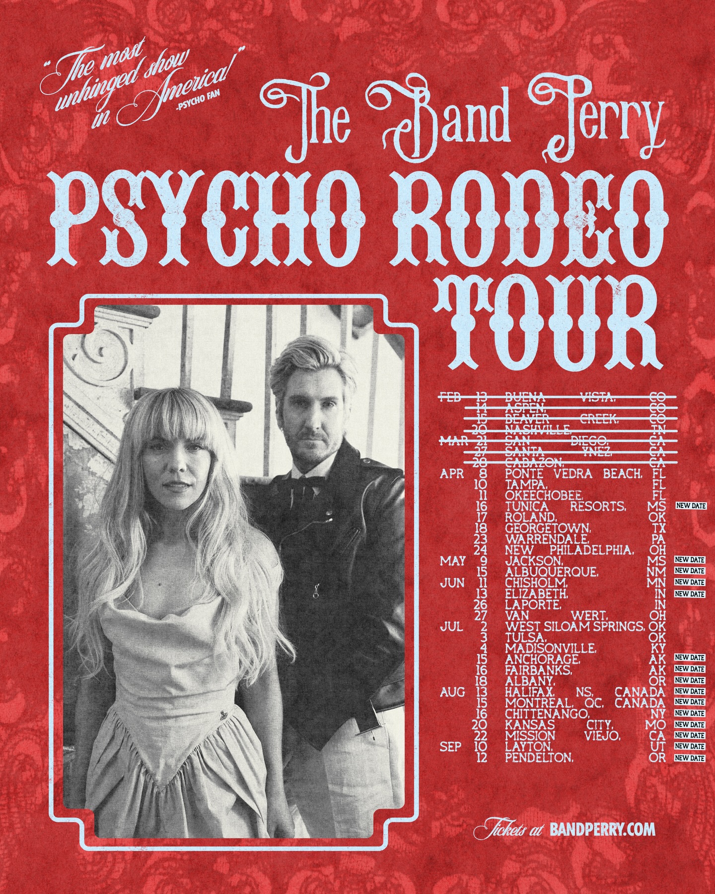 The Band Perry PSYCHO RODEO TOUR Poster 2026–2027